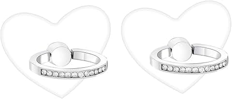 Two Transparent Heart-Shaped Phone Ring Holders with Diamonds