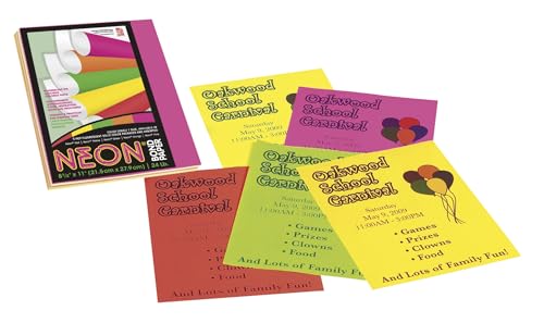 Assorted Neon Colored Bond Paper, 100 Sheets