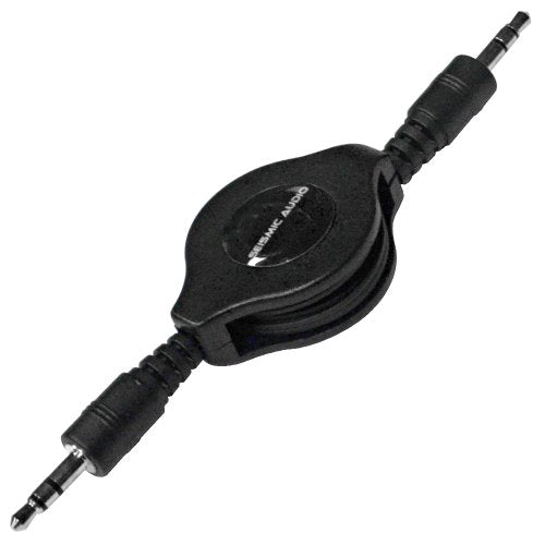 '- SA-iERet3-2Pack - 2 Pack of 3 Foot Retractable 1/8" (3.55mm) Stereo Male to Male Patch Cables for Connecting Mobile Devices