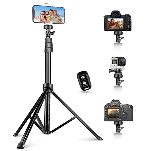 67" Phone Tripod&Selfie Stick, Camera Tripod Stand with Wireless Remote and Phone Holder, Perfect for Selfies/Video Recording/Live Streaming