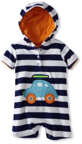 '-Boys  One Piece Hooded Terry Romper, Multi, 0-6 Months