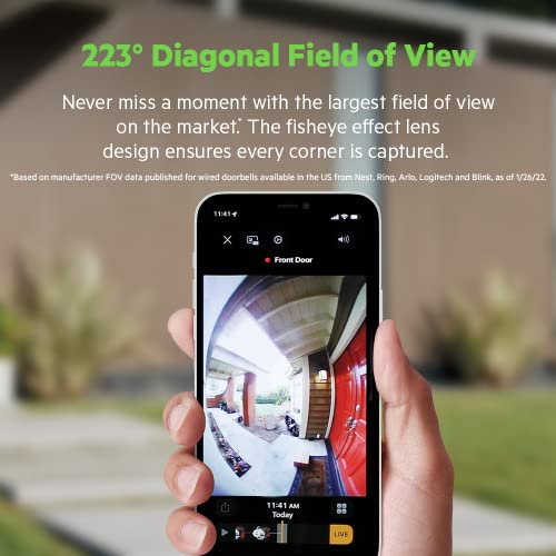 Smart Video Doorbell, Camera System for Door Ring Home Security, with Apple HomeKit Secure Video and WiFi, 223 FOV, HDR, 2-Way Audio and Night Vision for Maximum Visibility