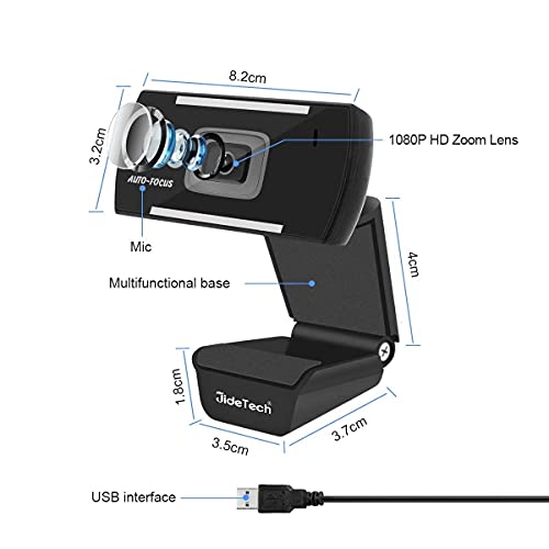 1080P Webcam with Microphone, HD USB Web cam for PC Desktop, Streaming Webcam Support Auto Focus/Plug and Play/Video Calling/Video Conferencing/Online Work/Home Office/Recording