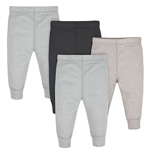 Baby Boys' 4-Pack Pants, Gray Heather/Black, 0-3 Months