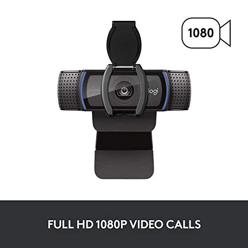C920S HD Pro Webcam, Full HD 1080p/30fps Video Calling, Clear Stereo Audio, HD Light Correction, Privacy Shutter, Works with Skype, Zoom, FaceTime, Hangouts, PC/Mac/Laptop/Tablet/XBox - Black