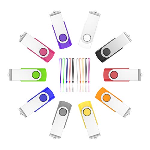 10 Pack 32GB Flash Drive USB Thumb Drives with Led Indicator, Portable 2.0 Memory Stick Jump Drive for Data Storage, Photo / Video Backup ( Multi-Color 10 Pack)
