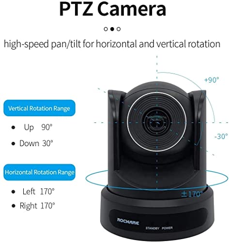 PTZ Camera,USB Output,10X Optical Zoom,Live Streaming Camera for Broadcast,Conference,Events,Church and School etc (Black)