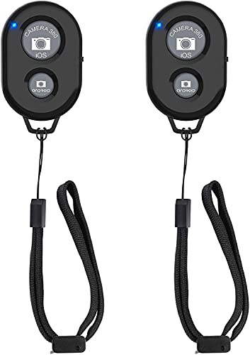 Wireless Camera Remote Shutter for Smartphones (2 Pack), Wireless Phone Camera Remote Control Compatible with iPhone/Android Cell Phone - Create Amazing Photos and Selfies, Wrist Strap Included