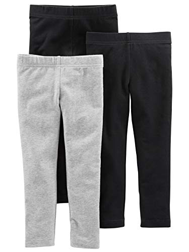 Baby Girls' Leggings, Pack of 3, Black/Grey, 24 Months