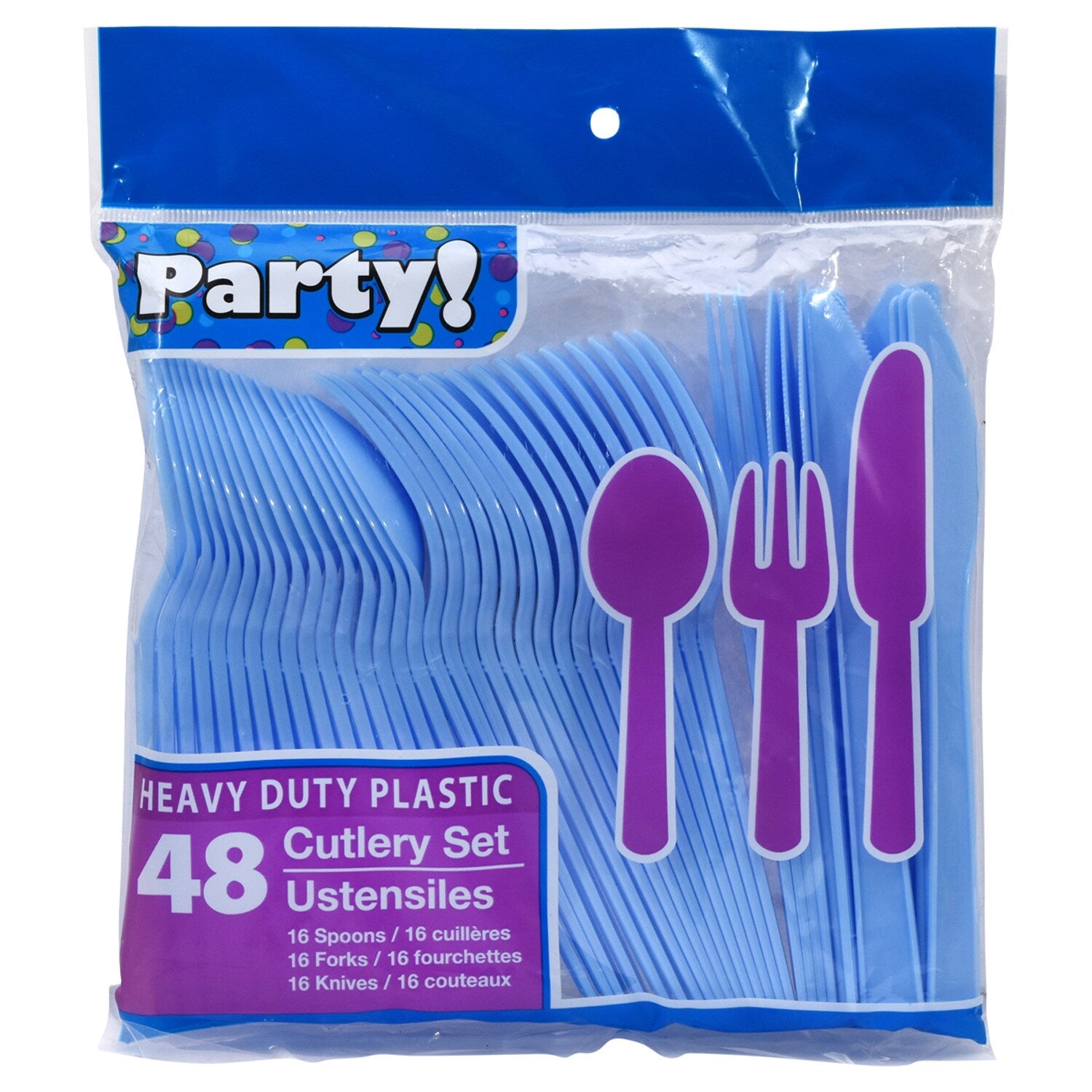 Light Blue Plastic Utensils, 48-ct. Bags (Pack of 36)