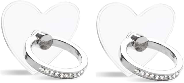Heart-Shaped Transparent Phone Ring Stand, 2 Pack