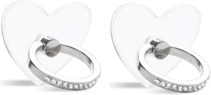 Heart-Shaped Transparent Phone Ring Stand, 2 Pack