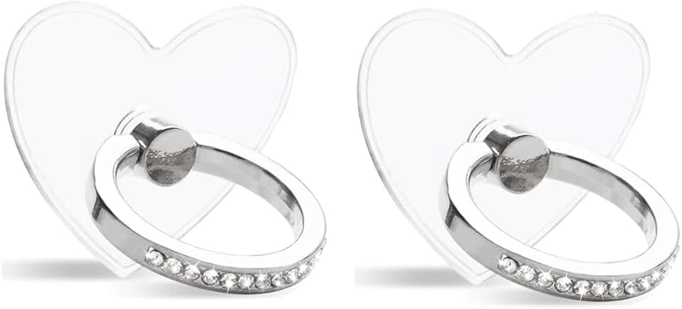 Heart-Shaped Transparent Phone Ring Stand, 2 Pack