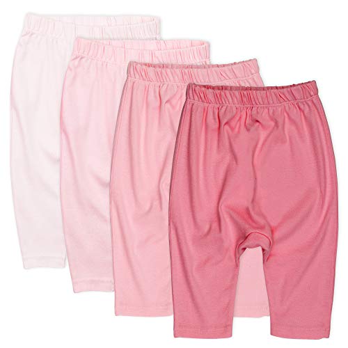 unisex baby  Cotton Cuff-less Harem Multi-pack Pants, 4-pack Pink Ombre, 3-6 Months US