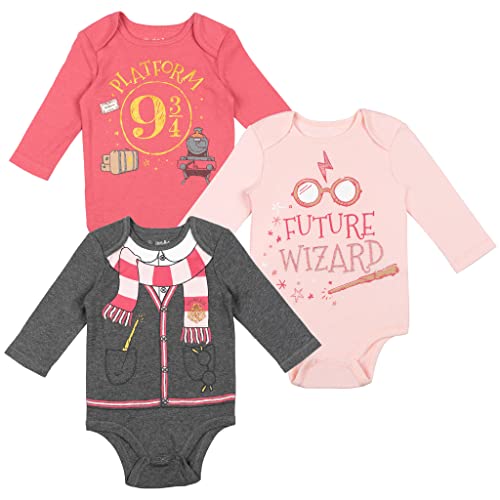 Hermione Baby Girls 3 Pack Bodysuit red / pink / heather grey 0-3 Months