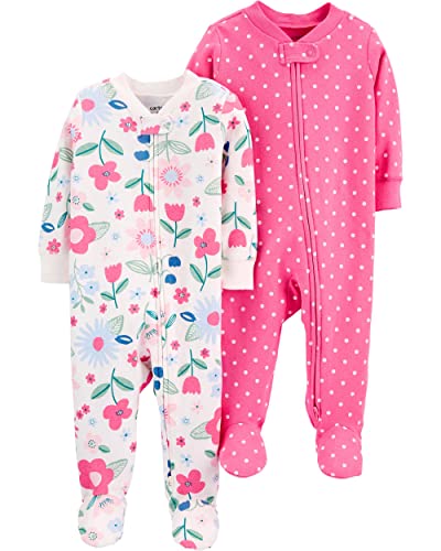 Girls' 2-Pack Cotton Sleep and Play ( , Floral/Polka Dot/Multi)