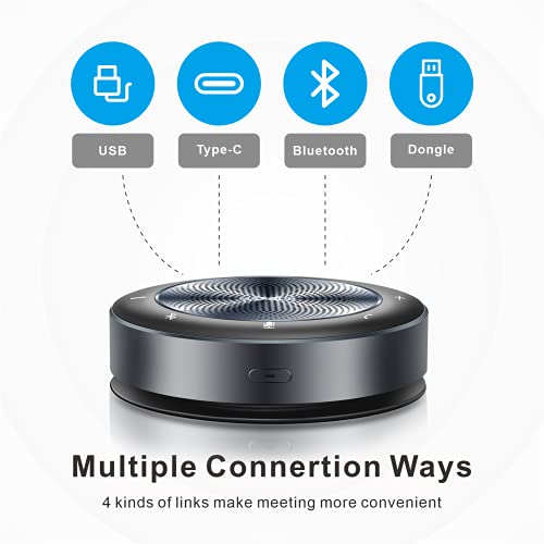 Bluetooth Speakerphone- BM21 6 Microphones 360Voice Pick Up Noise Reduction Wireless Charging 8 Hour Call Time for 6-10 People Business Conference Phone Portable for Holding Meetings Anywhere