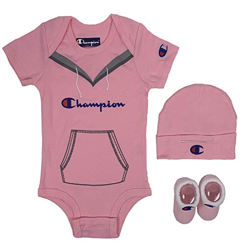 Baby Print Infant 3-pc Box Includes a Body Suit, a hat and Pair of Booties in Multiple Colors, Faux Sweat-Pink 682, 0-6 Months