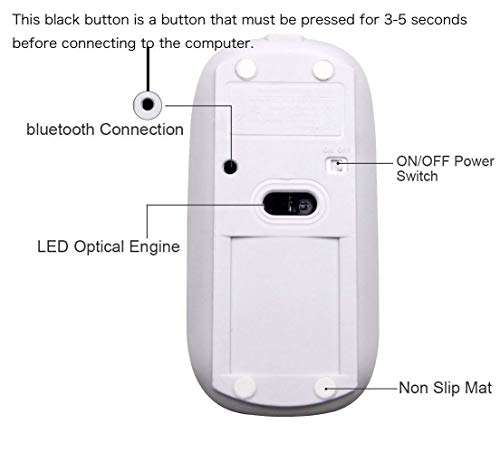 Bluetooth Mouse for MacBook/MacBook air/Pro/iPad, Wireless Mouse for Laptop/Notebook/pc/iPad/Chromebook (Bluetooth Mouse/Silver)