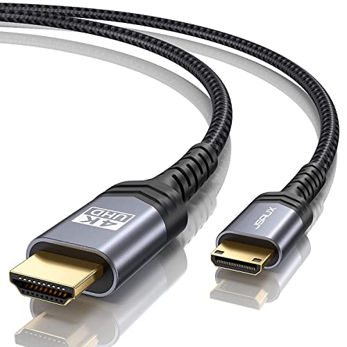 Mini HDMI to HDMI Cable 6FT, [Aluminum Shell, Braided] High Speed 4K 60Hz HDMI 2.0 Cord, Compatible with Camera, Camcorder, Tablet and Graphics/Video Card, Laptop, Raspberry Pi Zero W -Grey