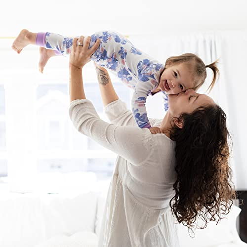 Girls' Pajamas, Zip Front Non-Slip Footed Sleeper Pjs, 100%  Cotton, Sunny Wildflower, 12 Months