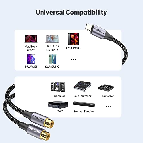 USB C to Dual RCA Stereo Aux Cord Cable Compatible with Computers,Laptops,Phones Tablets,MP3,Speakers,Amplifiers,Car Audio Stereo and Other Devices