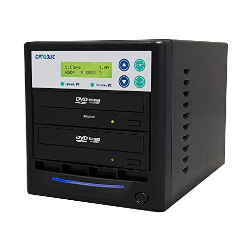 1 to 1 24X Burner M-Disc Support CD DVD Duplicator - Standalone Copier Duplication Tower (Model: OPTO-S1T-DVD-BK)