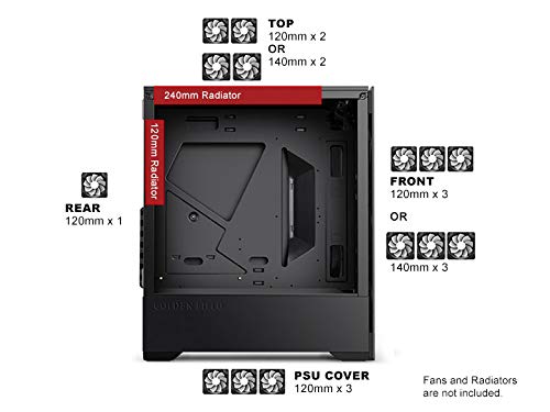 b-Voguish Gaming PC with Tempered Glass ATX Mid Tower, USB3.0, Support E-ATX, ATX, mATX, ITX. (Note: Fan NOT Included in This Model. Only b-Voguish-RGB (ASIN# B08W2MXBQJ) Come with ARGB Fans)