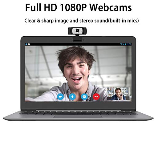Webcam with Microphone for Desktop,1080P Webcam USB Mac,Webcams for Zoom Meeting Skype YouTube Facebook Live Hangout, Webcam for Desktop Widescreen Video Calling and Recording