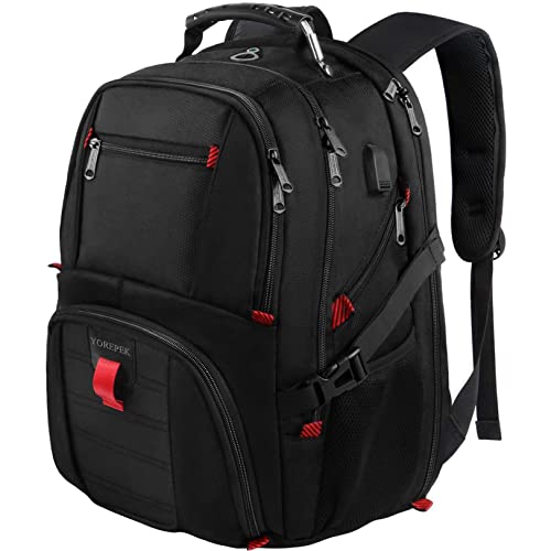 Travel Backpack, Extra Large 50L Laptop Backpacks for Men Women, Water Resistant College School Bookbag Airline Approved Business Work Bag with USB Charging Port Fits 17 Inch Computer, Black