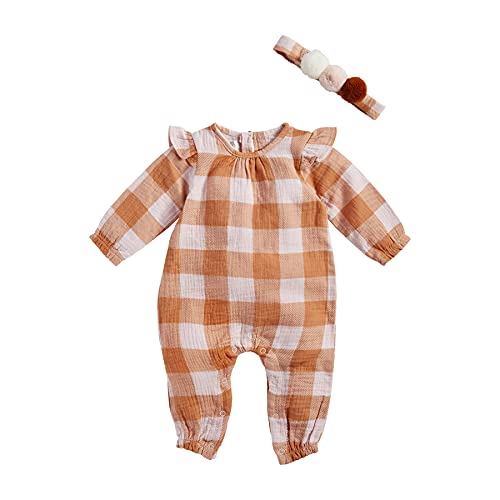 Baby Girls' Check One Piece and Headband Set, Pink, 0-3 Months