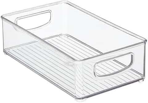 Small Plastic Kitchen Storage Bins with Handles, 2 Pack