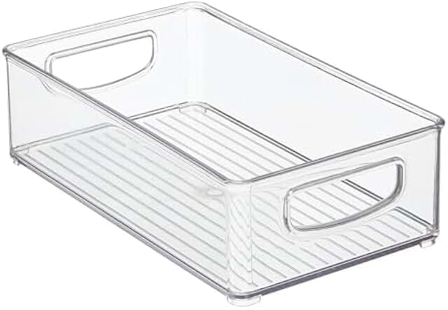 Set of 8 Clear Small Plastic Bathroom Storage Bins with Handles