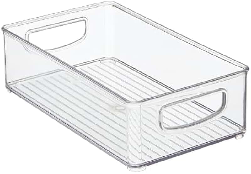 Small Plastic Kitchen Storage Bins with Handles, 2 Pack