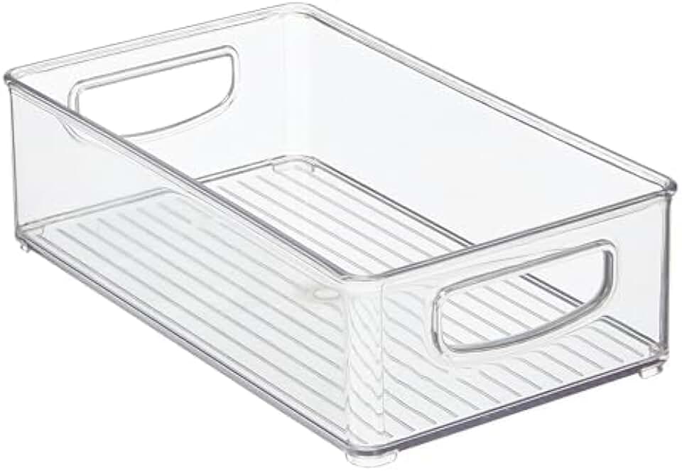 Set of 8 Clear Small Plastic Bathroom Storage Bins with Handles