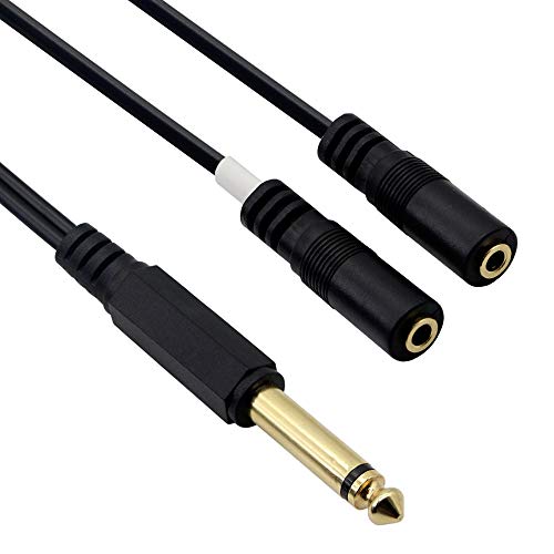 1/4"to 1/8" TRS/TRRS Adapter 6.35mm Male to 3.5mm Female Stereo Audio Cable Y-Splitter Adapter for Amplifiers, Guitars, Pianos, Home Theater Equipment Etc.