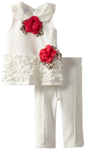 Baby-girls   Ruchsed Legging Set, Ivory, 0-3 Months