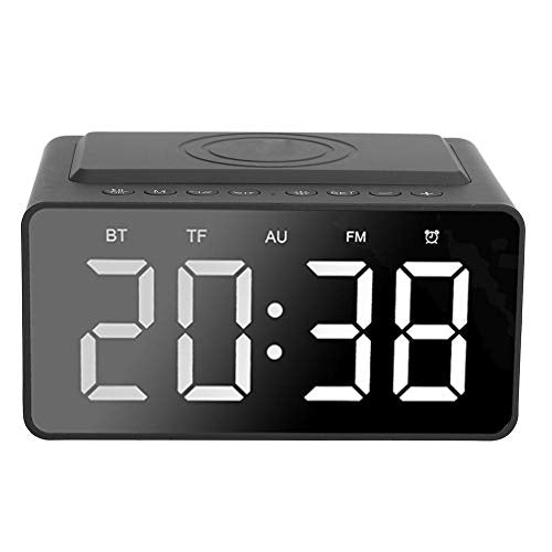 Bluetooth Speaker,Speaker Portable Bluetooth Wireless Music Speaker with LED Time Display Clock Alarm Loudspeaker,Wireless Alarm Clock Bass Sound Speaker (Black)