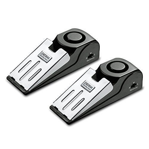 Door Stop Alarm with 120DB Siren Door Stop for Home & Travel (Black) (Pack of 2)