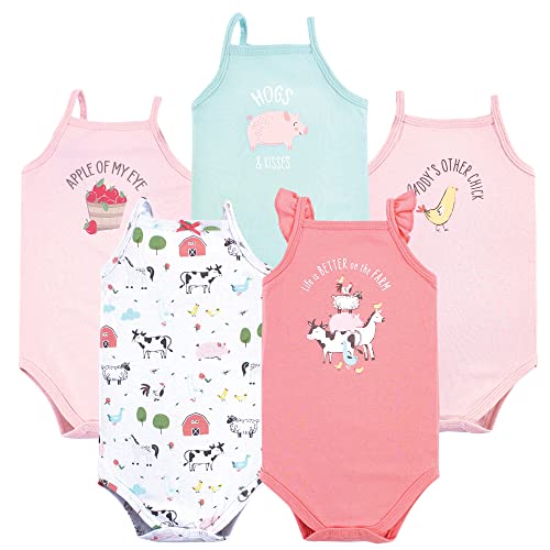 Uni   Cotton Sleeveless Bodysuits Girl Farm Animals, 0-3 Months