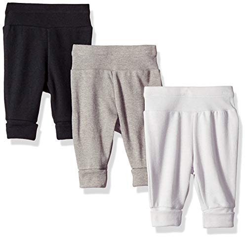 baby boys Ultimate Flexy 3 Pack Adjustable Fit Knit Jogger Pants Layette Set, Grey/Black, 6-12 Months US
