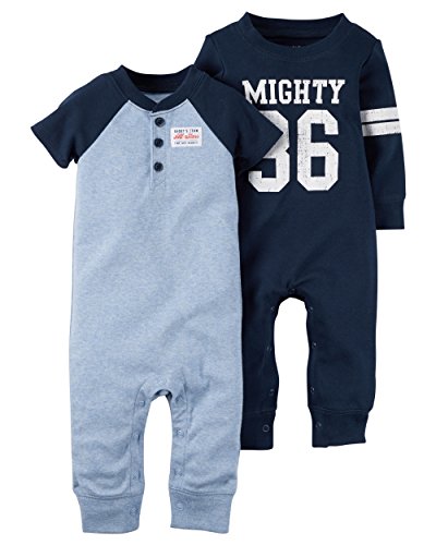Carter s Baby Boys 2-Pack Cotton jumpsuits Coveralls Set Blue  3 Months