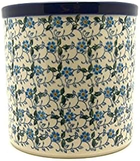 Polish Pottery Utensil Holder with Forget-Me-Knot Design