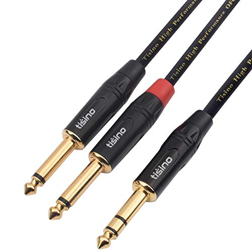 1/4 inch TRS Stereo to Dual 1/4 inch TS Mono Insert Cable Y-Splitter Stereo Breakout Cable Patch Cord - 10 feet