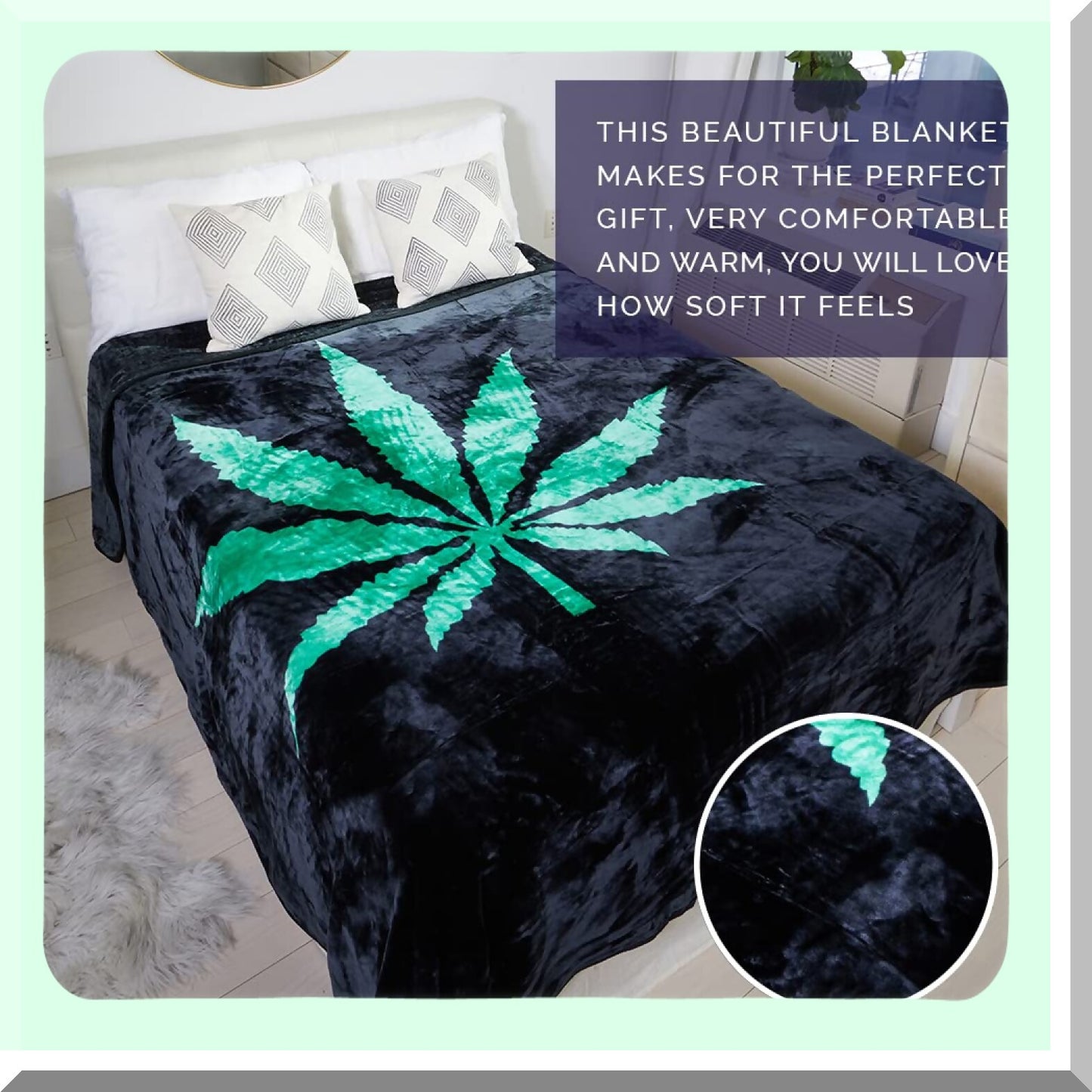 CozyLeaf Queen Size Blanket - Ultimate Stoner Decor, Pot Leaf Design, Perfect Throw for Adults, Ideal Marijuana Gift