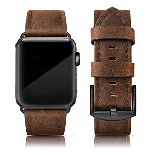 Leather watch bands for Apple Watch 49mm 45mm 42mm 44mm, vintage genuine leather, replacement wristbands for series 1 to 8 and SE