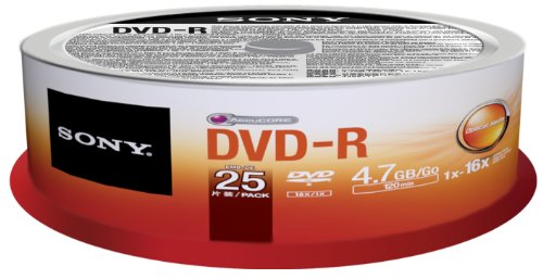 25DMR47SP 16x DVD-R 4.7GB Recordable DVD Media - 25 Pack Spindle