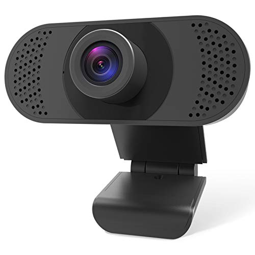 1080P Webcam with Microphone, USB HD Desktop/Laptop Plug and Play Webcam with Auto Light Correction, Wide Angle for PC/Mac Video Live Streaming, Video Conference, Online Classes, Zoom Meeting