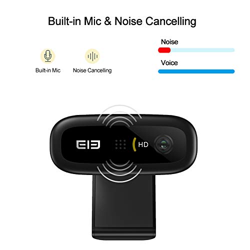 ELE Ecam X 1080P Full HD USB Webcam with Microphone, Noise Cancelling, 110-Degree Wide View Angle, for Video Conference/Video Call/Virtual Learning/Live Streaming/Live Gaming