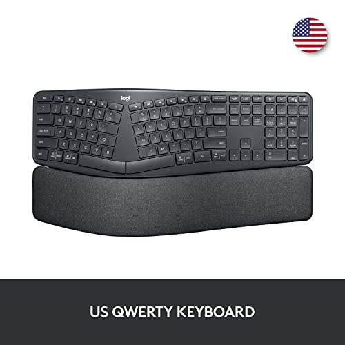 ERGO K860 Wireless Ergonomic Keyboard - Split Keyboard, Wrist Rest, Natural Typing, Stain-Resistant Fabric, Bluetooth and USB Connectivity, Compatible with Windows/Mac